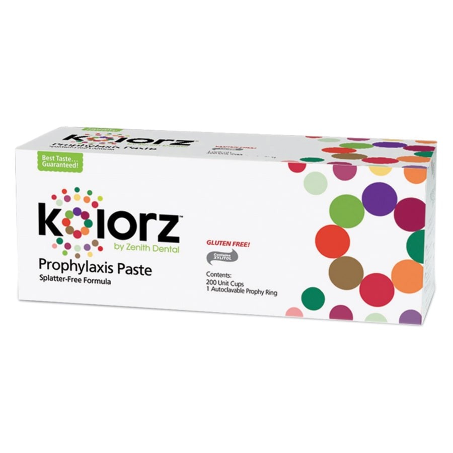 Kolorz 200 Cups Dental Prophy Paste w/ Fluoride Non Splatter Medium Coarse Grit