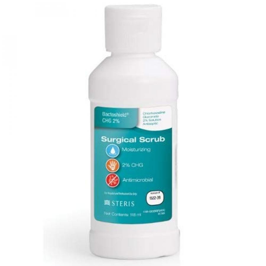 Bactoshield Surgical Scrub CHG Chlorhexidine Gluconate 2% 4oz Bottle Fresh Amber