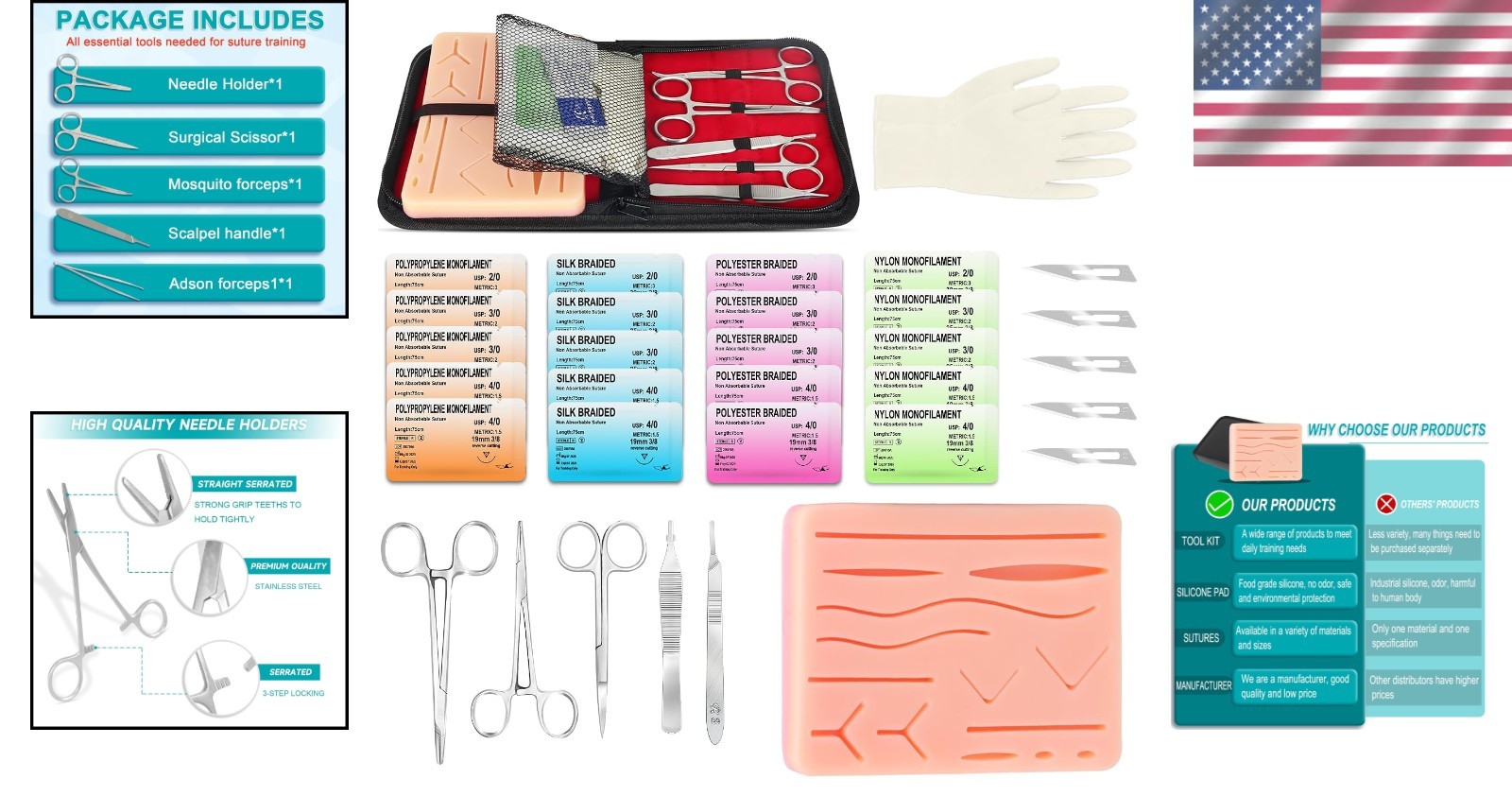 Reusable Suture Practice Kit with Realistic Pad – Perfect for Medical Students