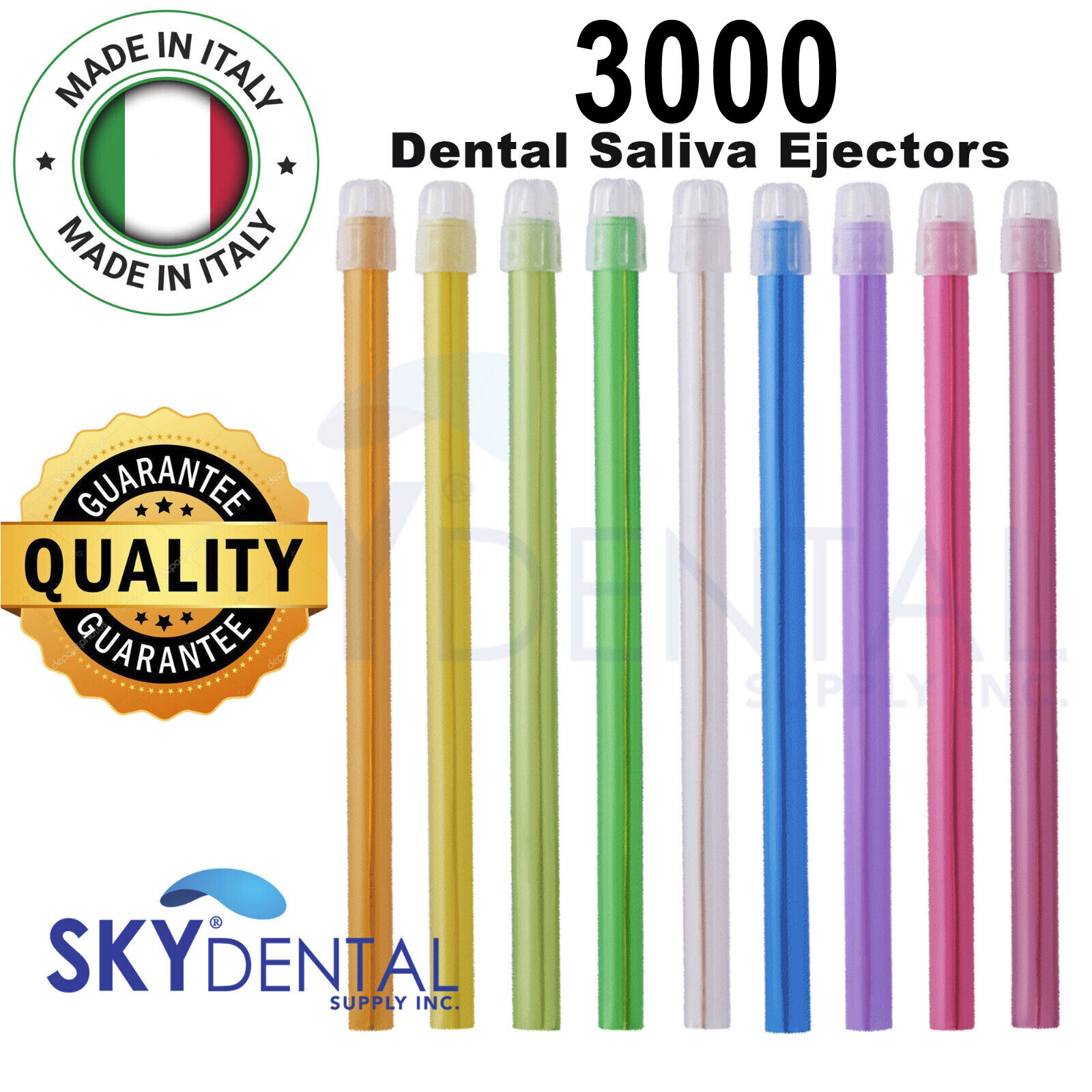 3000 Saliva Ejectors Dental Suction Ejector Optional Color Made in Italy 30 bags