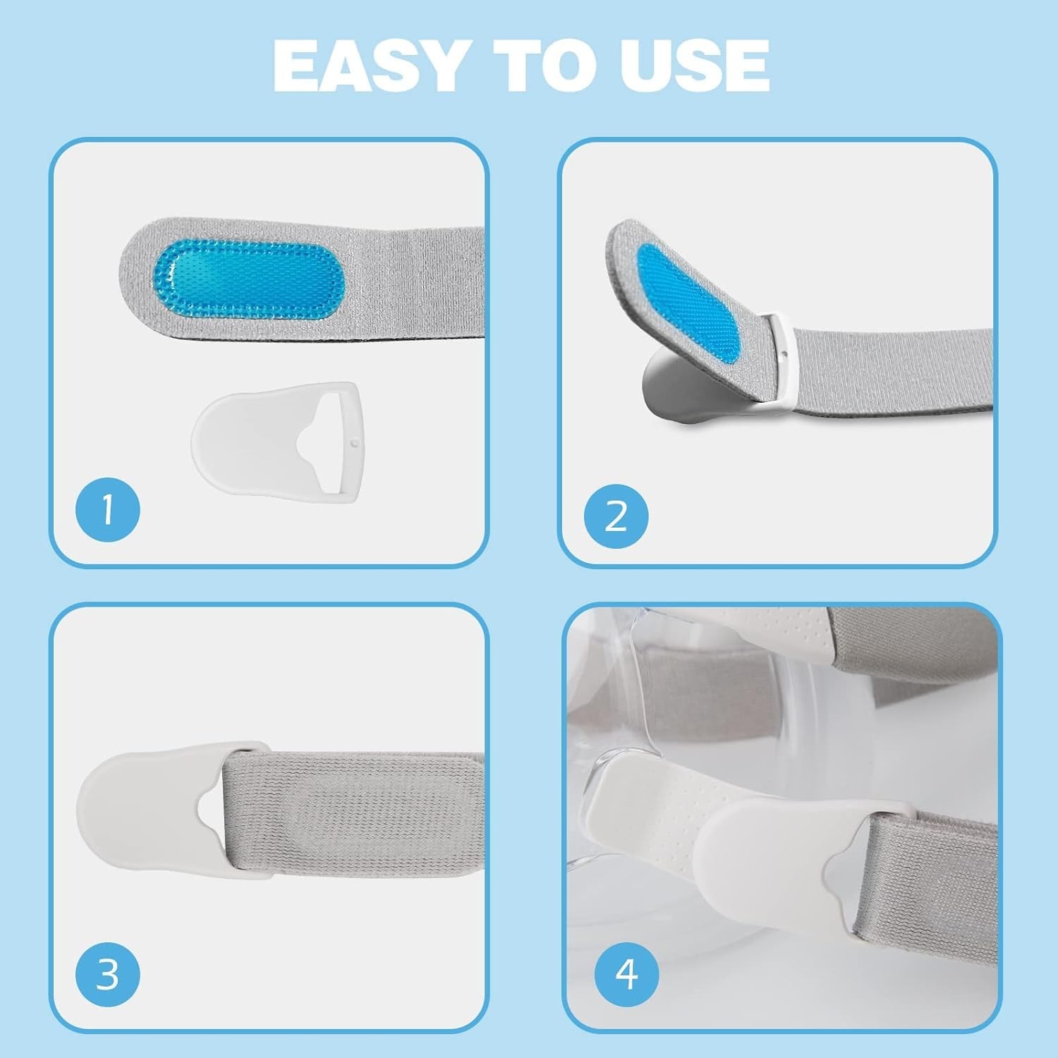 Quick-Disconnect Cpap Headgear Clips Magnetic Mask 2 Pack, Blue