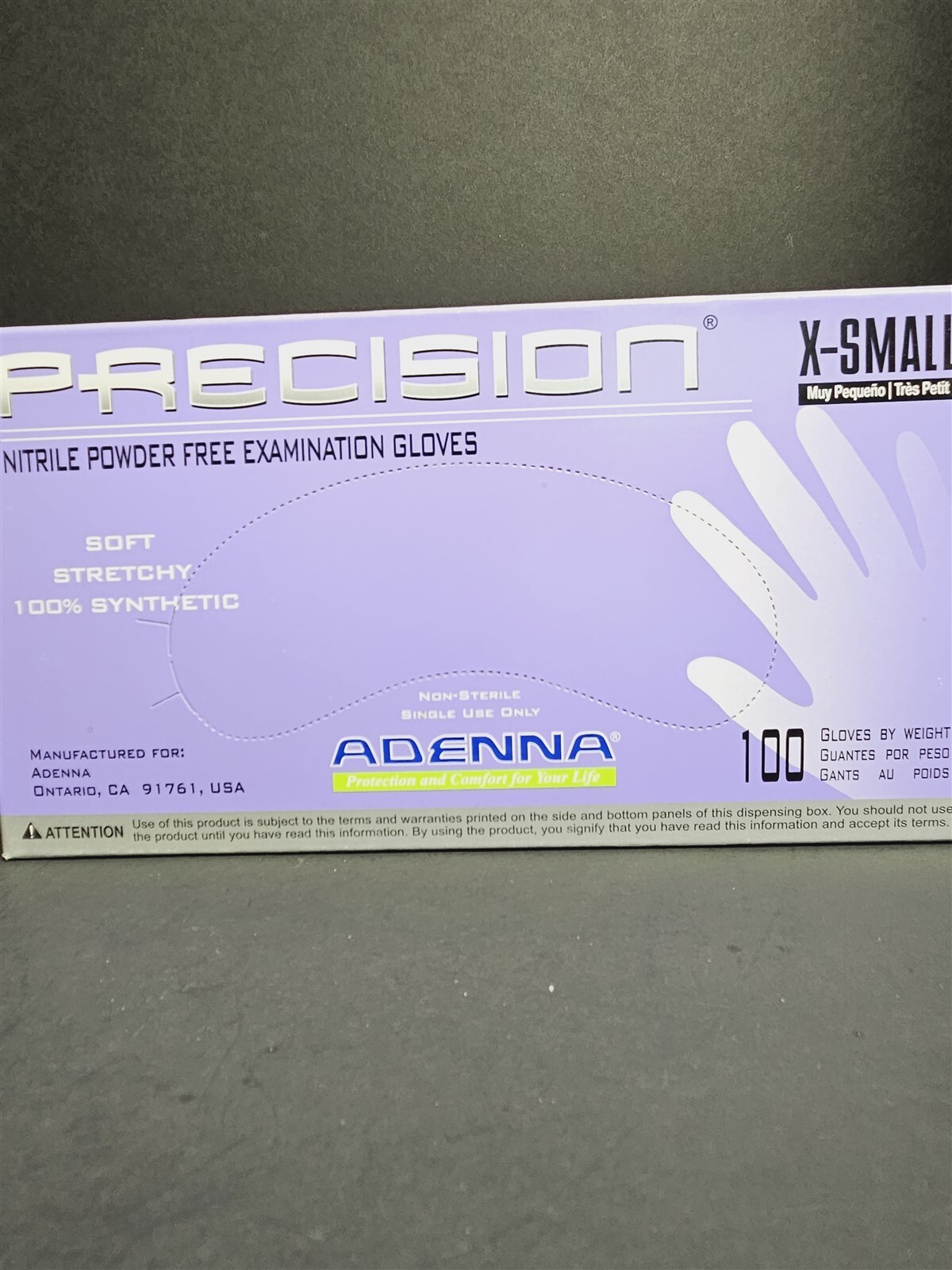 Adenna Precision Nitrile Gloves X Small Powder Free 10 Boxes with 100 Gloves Ea