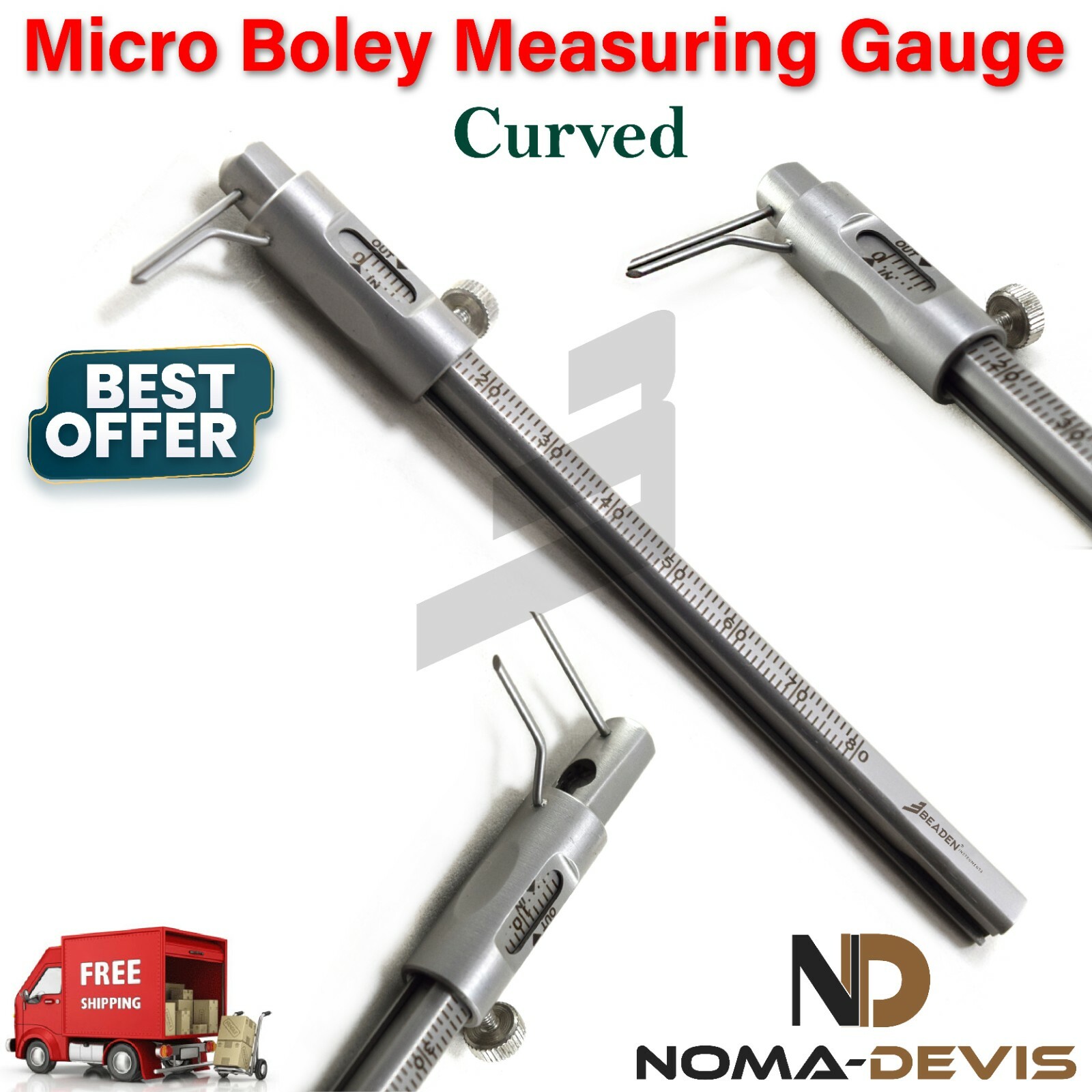 Orthodontic Micro Boley Sliding Caliper Measuring Gauge Curved BEADEN®