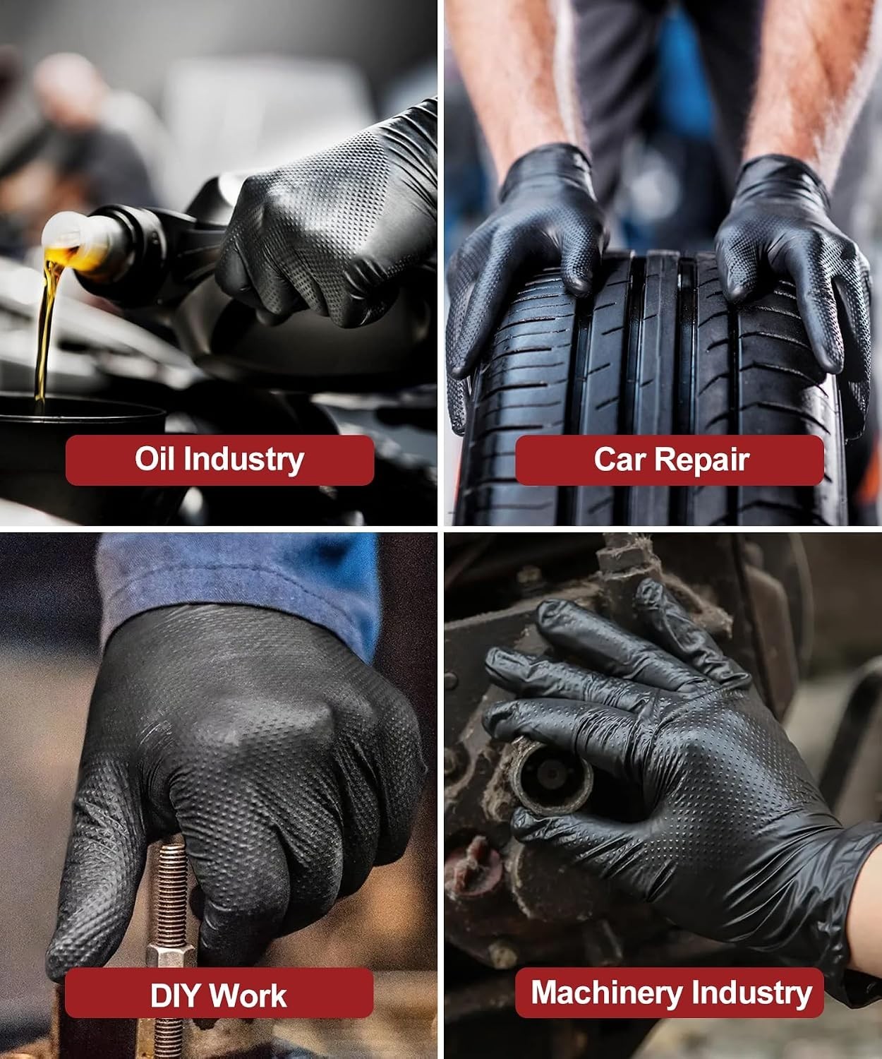 Diamond Texture Nitrile Gloves – Oil & Chemical Resistant