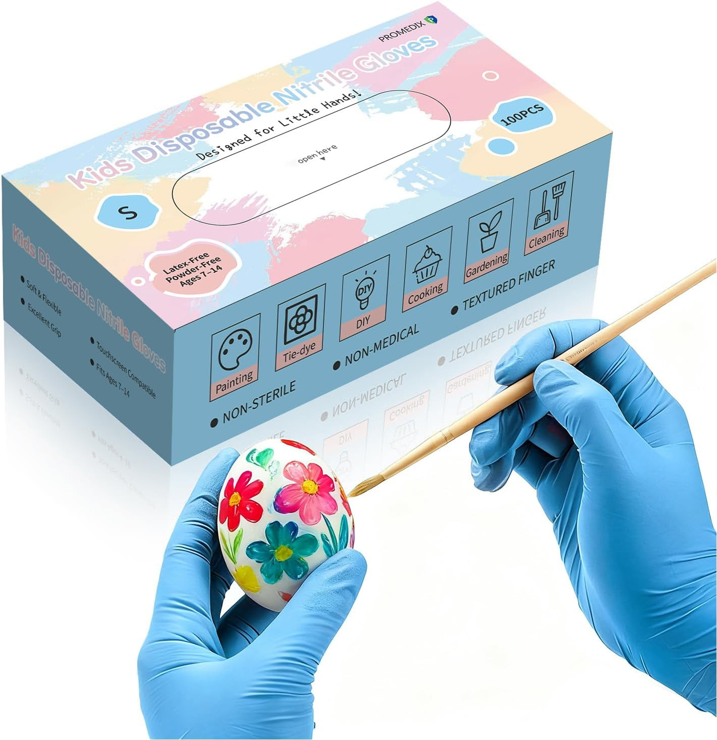 Kids Gloves Disposable for 6-10 Years,100PCS Nitrile Gloves for Crafting,Cooking