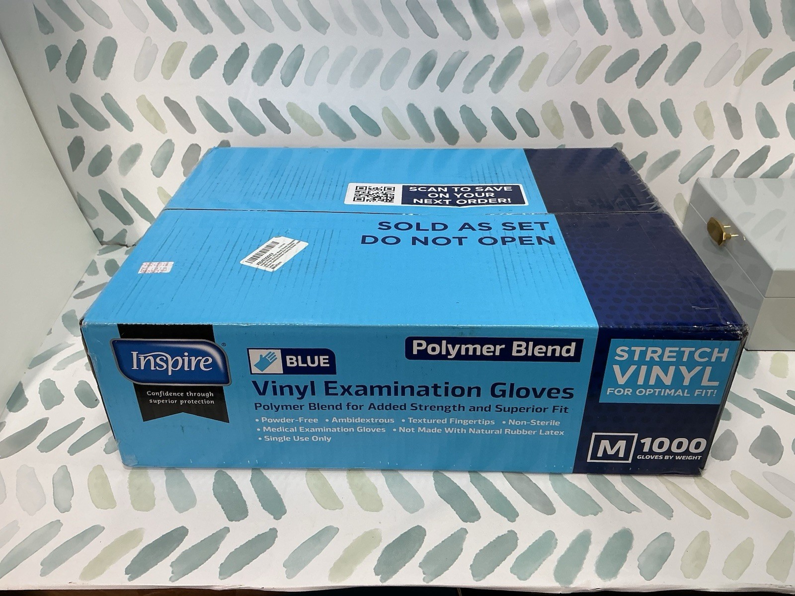 Inspire Vinyl Examination Gloves, Polymer Blend, Powder Free Medium, 1000 Pack