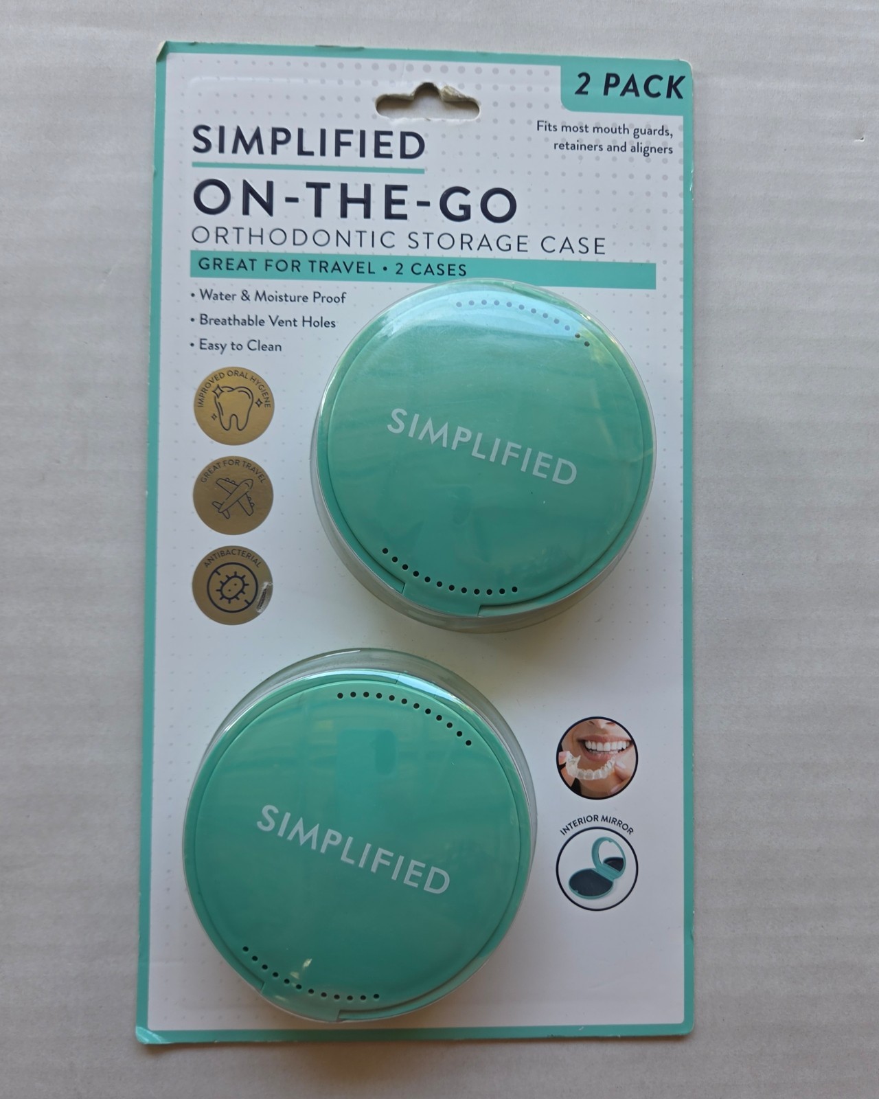 Simplified On-The-Go Orthodontic Storage Case – 2-Pack – Great For Travel