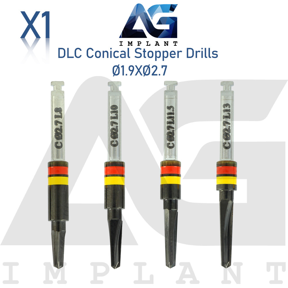 Ø1.9XØ2.7 Integral Stopper DLC Conical Drill External Irrigation Tool Carbon