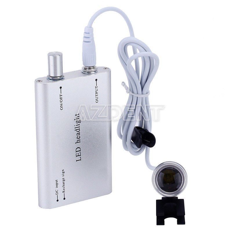 Dental Medical 5W LED Head Light w/ Filter Metal Clip for Loupes Glasses Silver