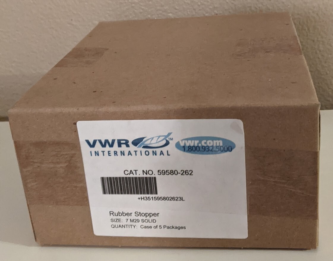 Case of 5×16 Pcs VWR Scientific 7 #59580-262 SOLID LAB RUBBER STOPPERS *No Holes