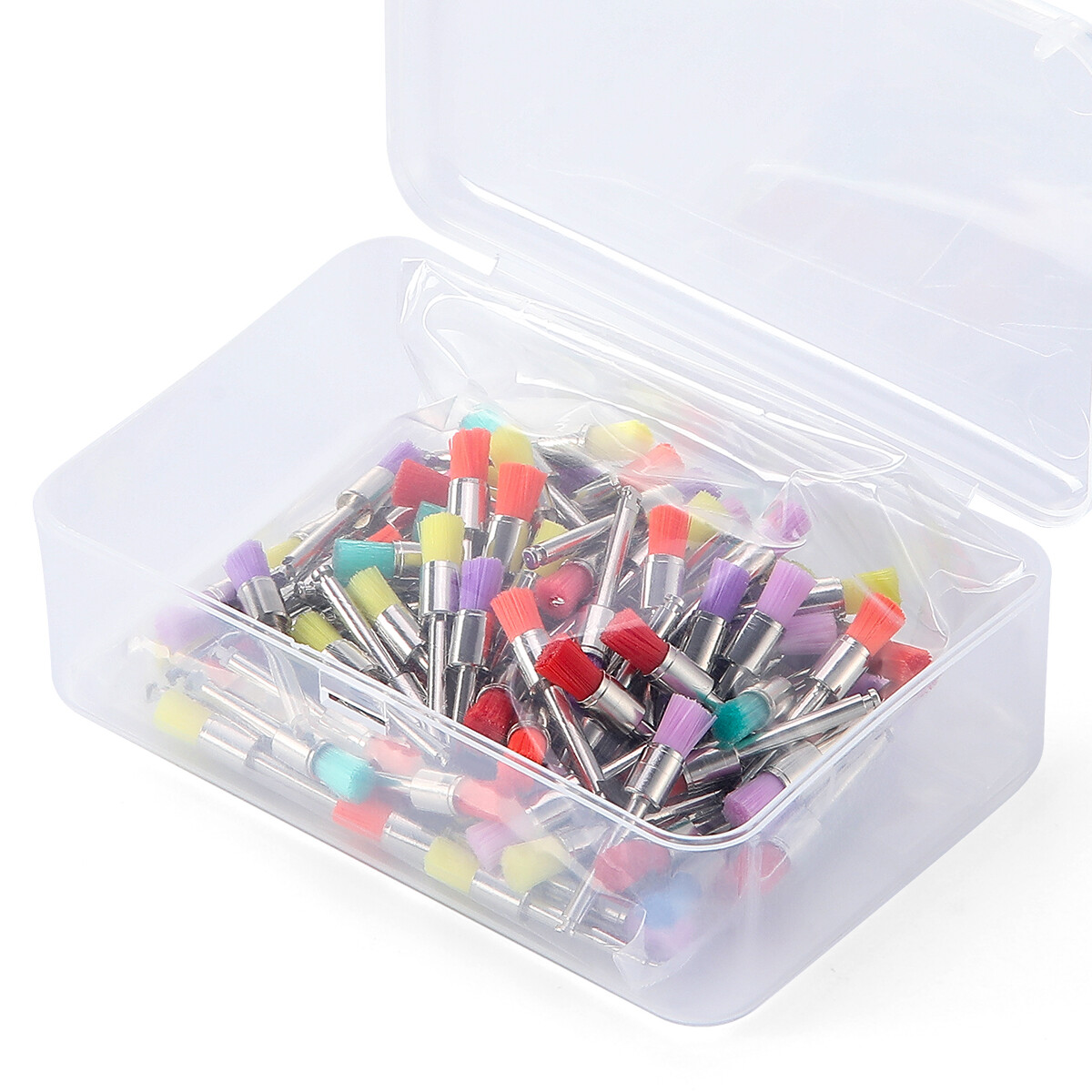 100pcs Dental Nylon Bowl Polishing Polisher Prophy Flat Type Colorful Brushes