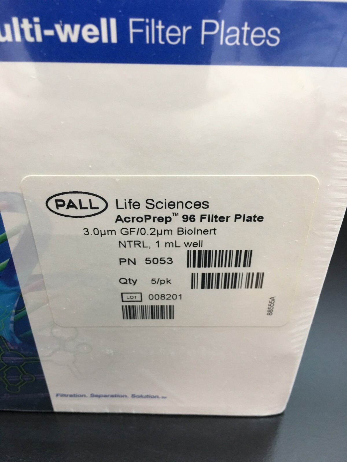 Pall Life Sciences PN 5053 AcroPrep 96 Filter Plate 1 mL – 3.0 µm Lot 6 PKS
