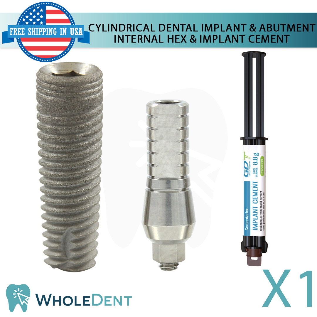 X1 Dental Cylindrical Int Hex Sterile SLA + Straight Abutment + Cement Set