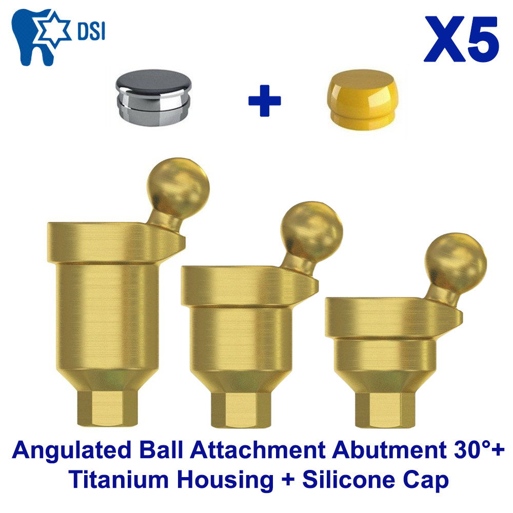 5 DSI Angulated Ball Attachment Prosthetic 30° Basic Kit Extra Soft Silicone Cap