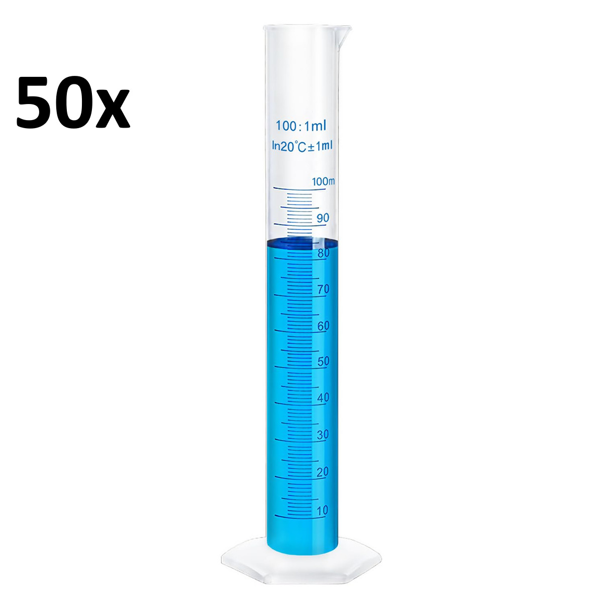 50 pk 100mL Plastic Graduated Cylinder Measuring Beaker Science Measuring Tube