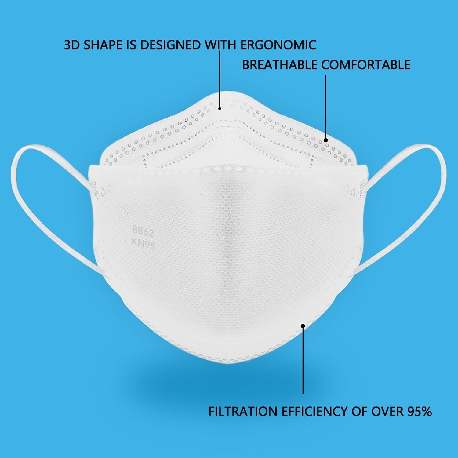 Lightweight KN95 Masks – 20 Pack with Ergonomic 3D Design for Maximum Comfort