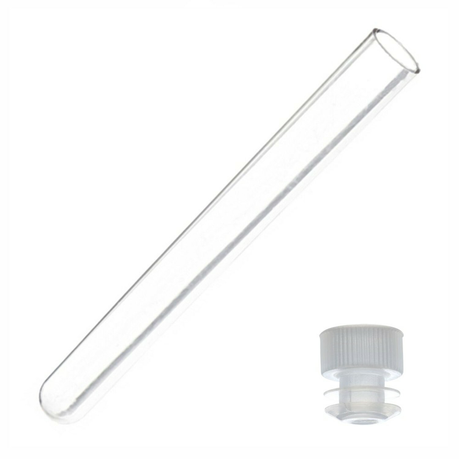 16x125mm PS Plastic Test Tubes, Flange Caps, Cardboard Rack (Pack of 50)