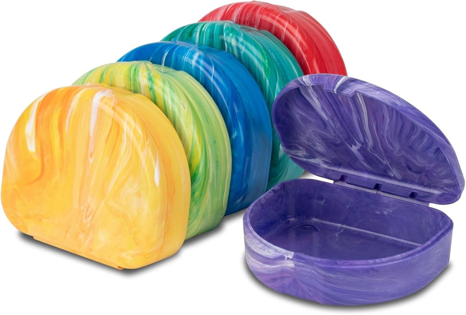 3 Pack Assorted Marble Retainer Cases – Perfect for Aligners & Mouth Guards