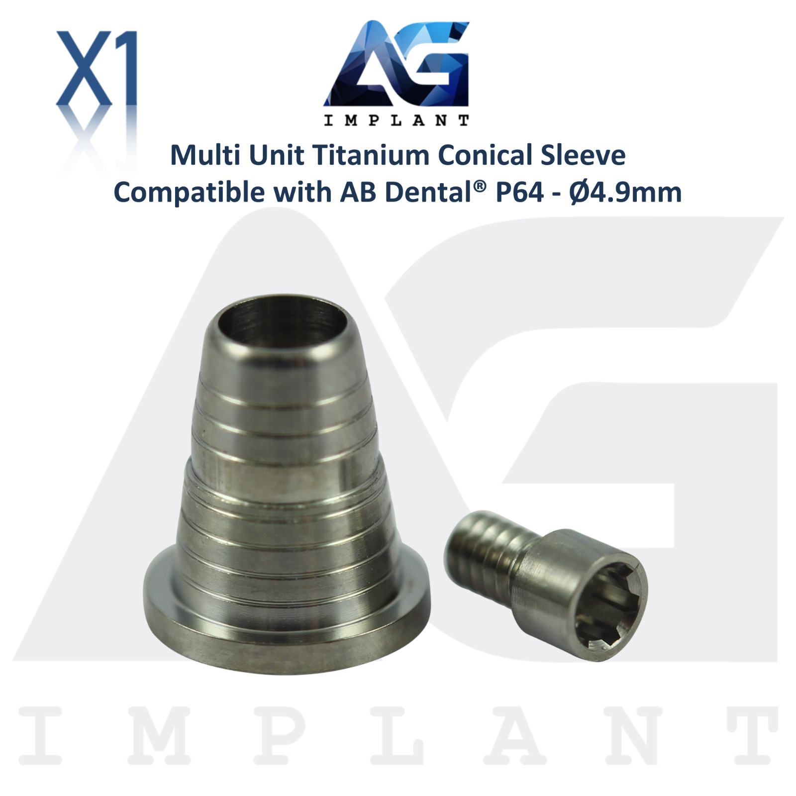 Multi Unit Titanium Conical Sleeve P64 AB Dental® Compatible Ø4.9mm
