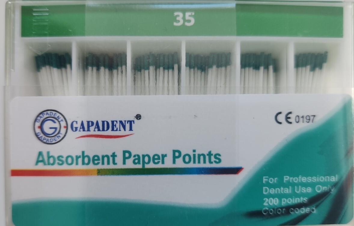 Gapadent Absorbent Paper Points Size 35 Dental Box of 200
