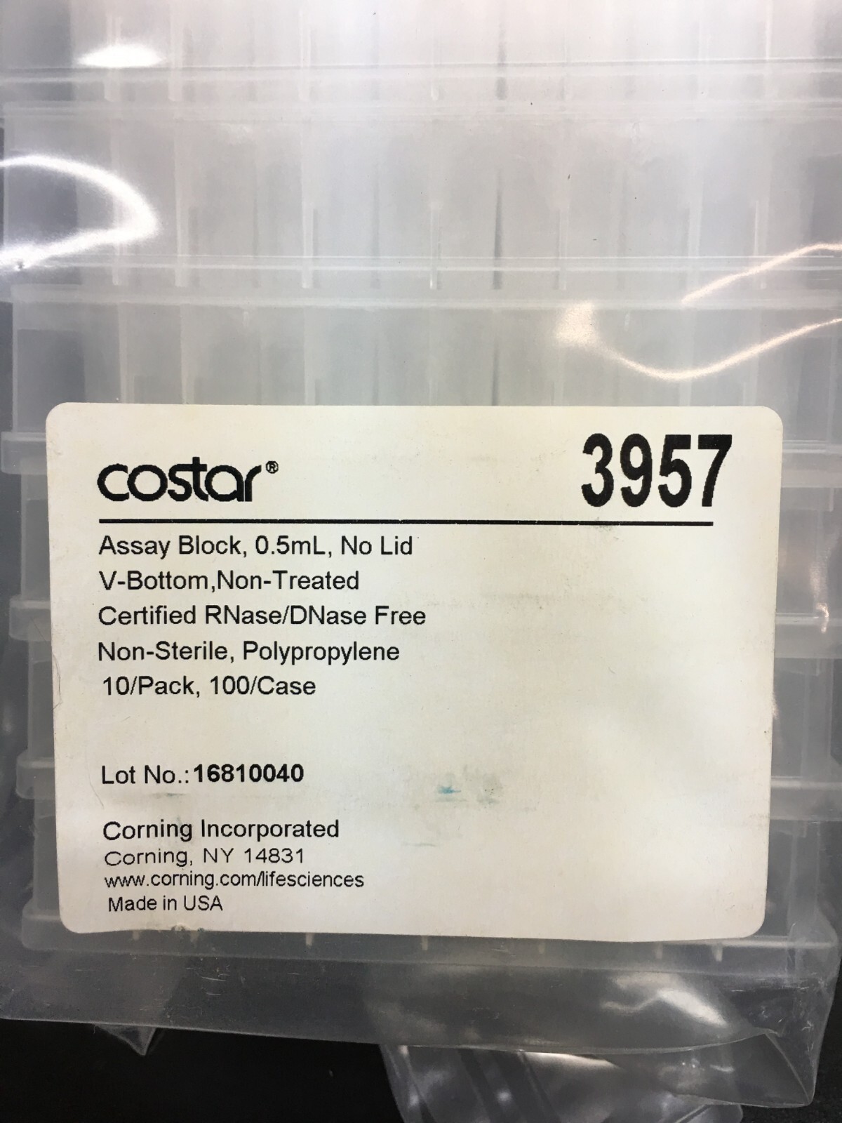 Corning Costar REF 3957 96-well Clear V-Bottom 0.5 mL Deep Well Microplate