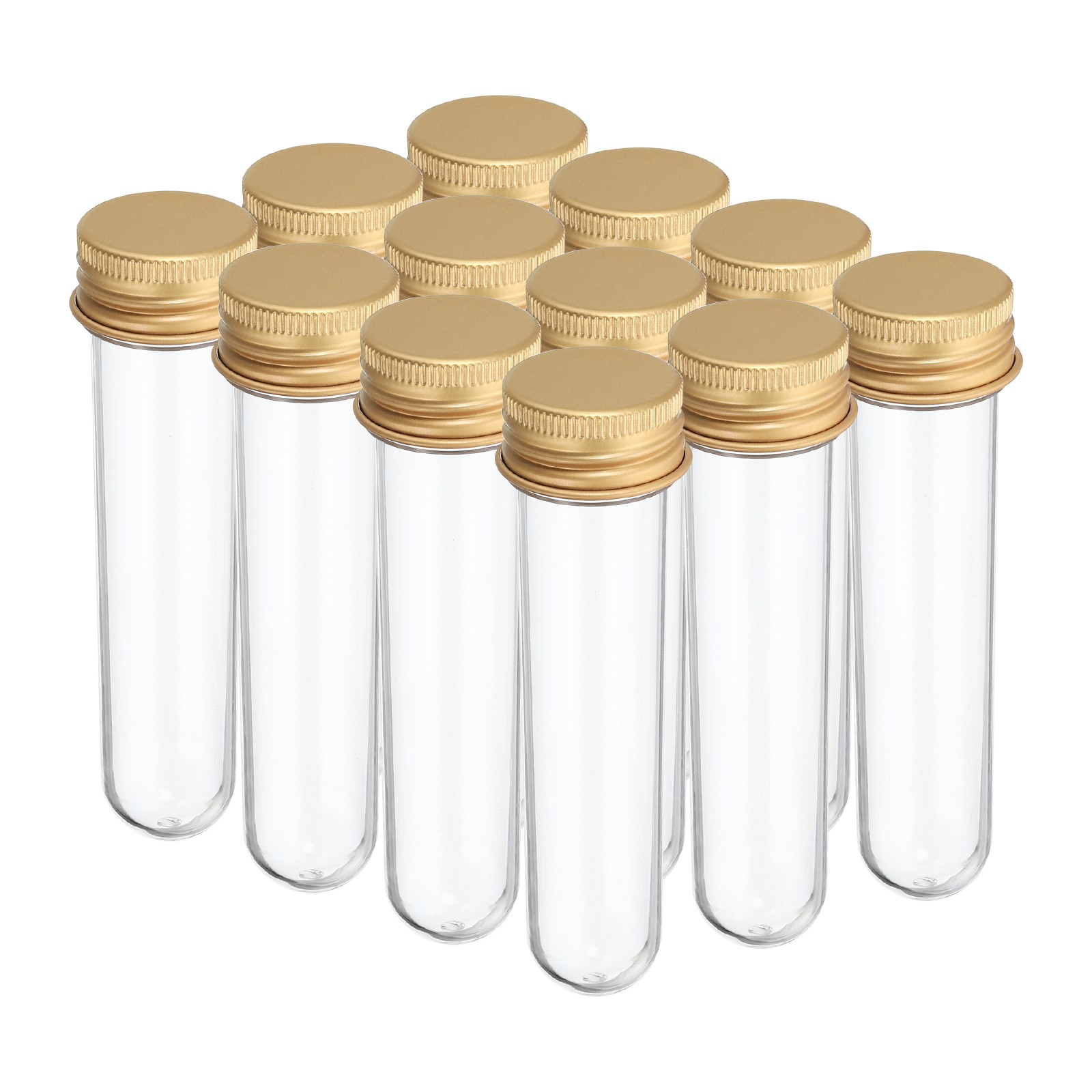 30ml Plastic Test Tubes with Screw Caps, 12Pcs 109x24mm Tubes, Gold Tone