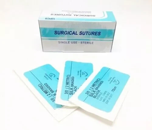 Dental Non-Absorbable Surgical Practice Braided Suture Silk Train Test 3/0 4/0