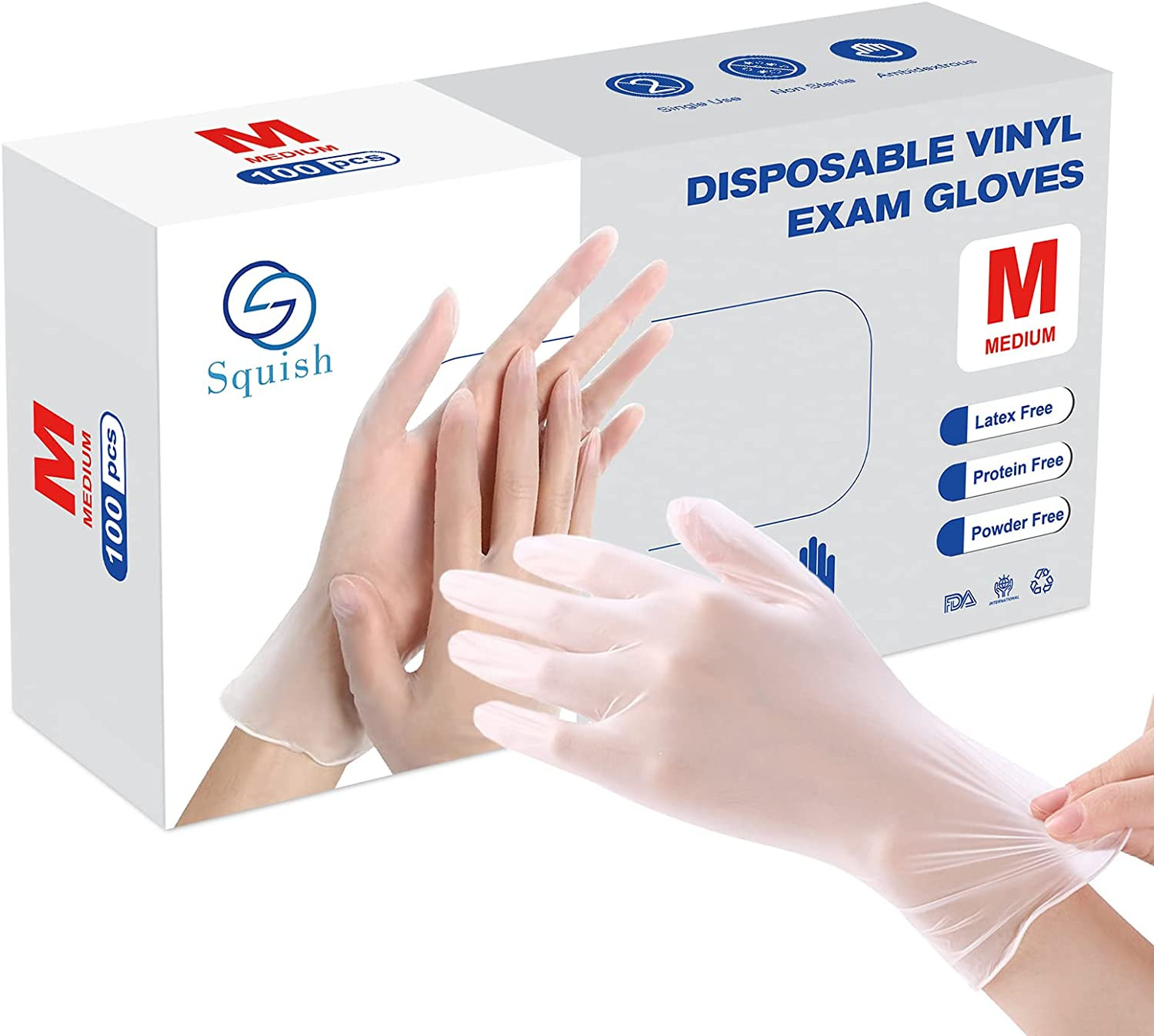 Disposable Gloves, 100 Count 4 Mil Clear Vinyl Gloves Latex Free Powder-Free Hea