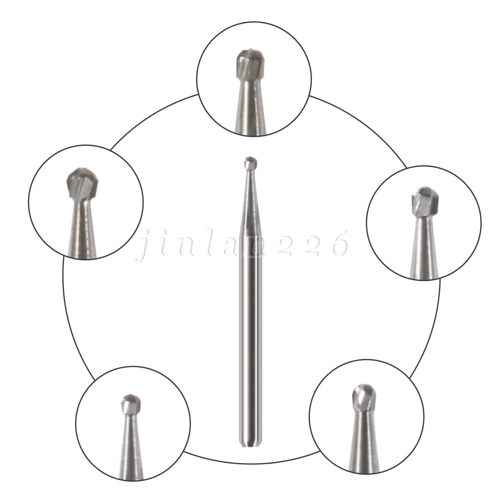Dental Carbide Burs FG 330 245 1-5 701 Bur High Speed Pear Domed Taper Fissure