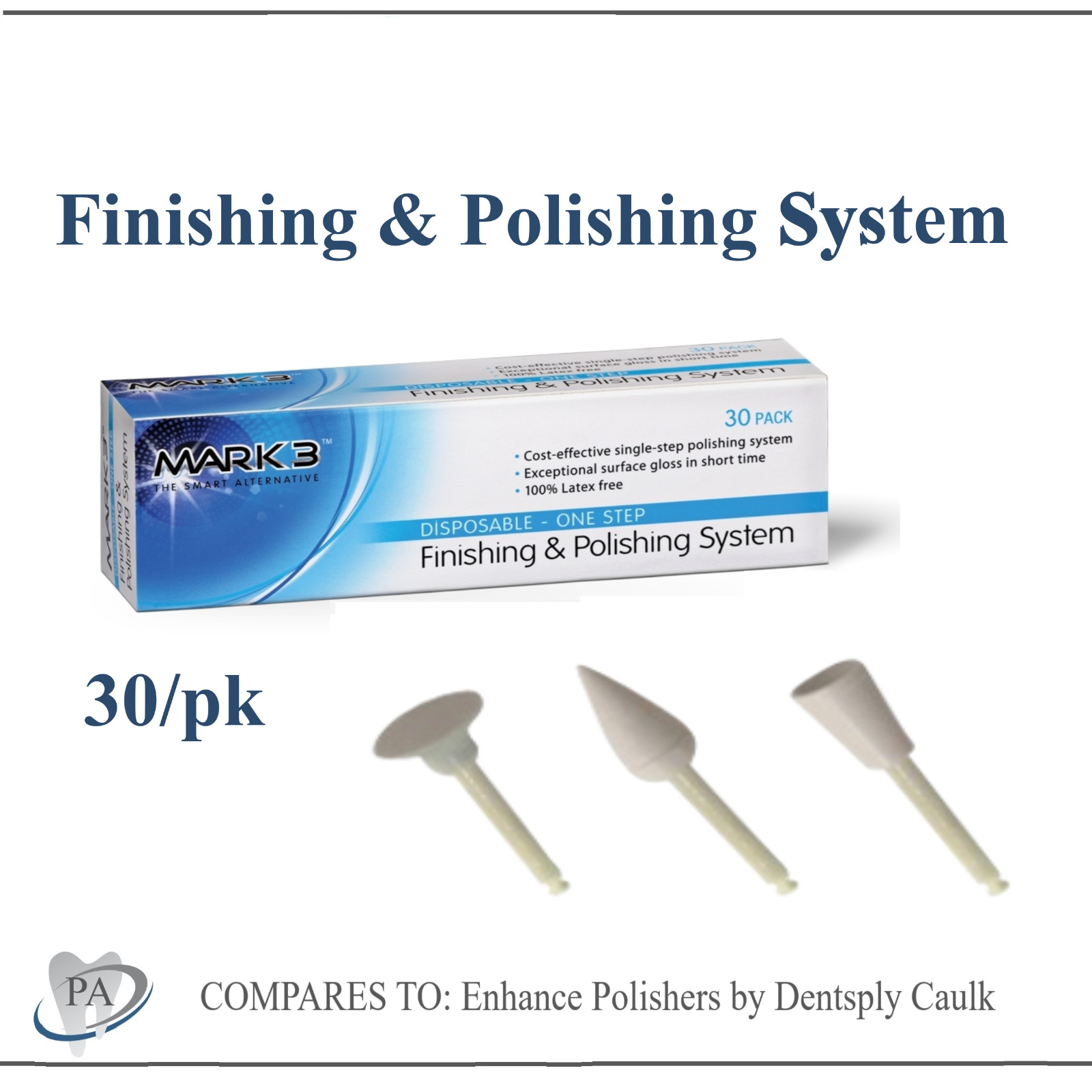 Dental Composite Finishing & Polishing, Abrasive Polish Cups, Discs, Points 30pk