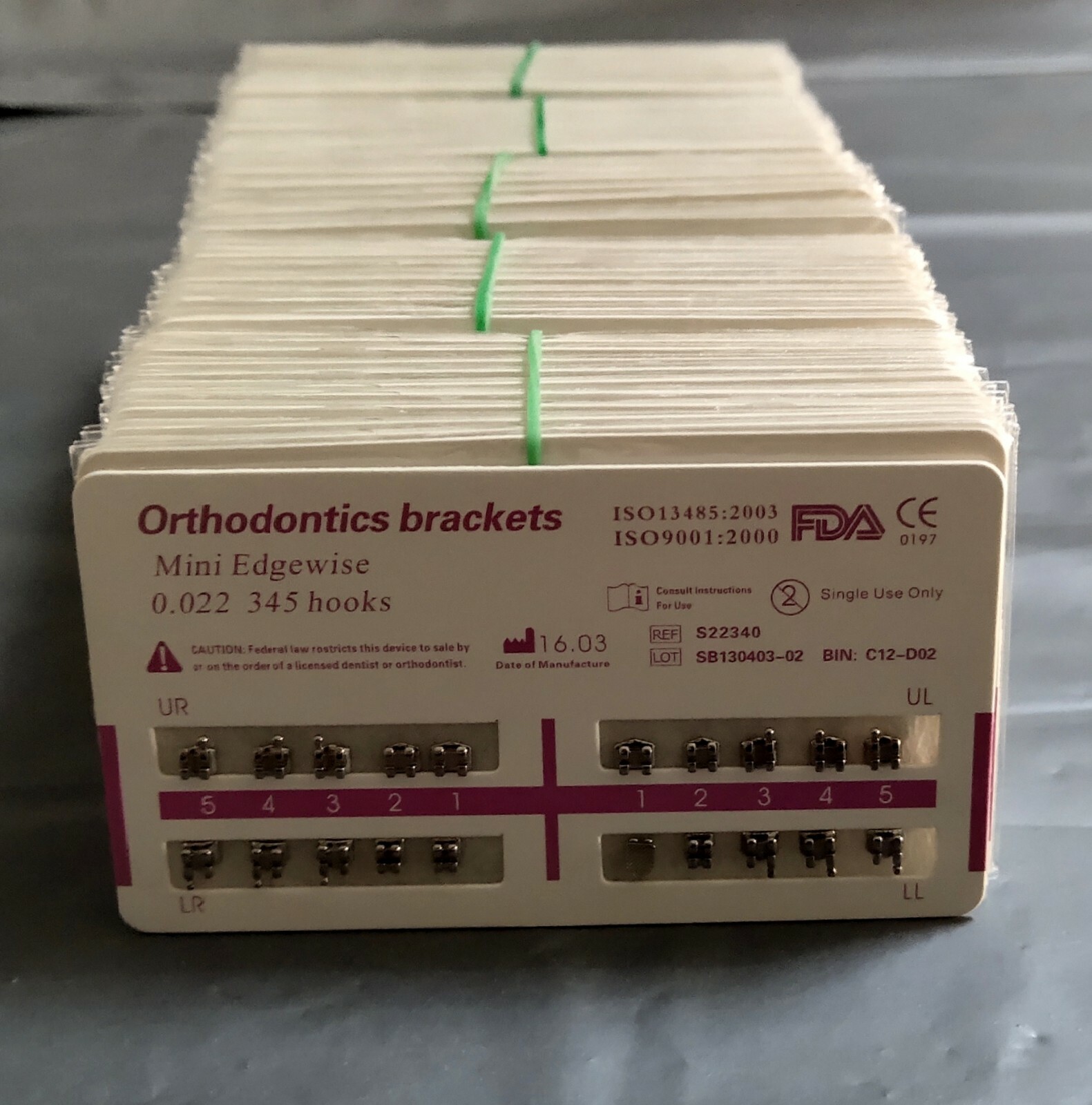 100 Packs Dental Metal Brackets Mini Edgewise 022 345 Hooks Mesh Base Ultrathin
