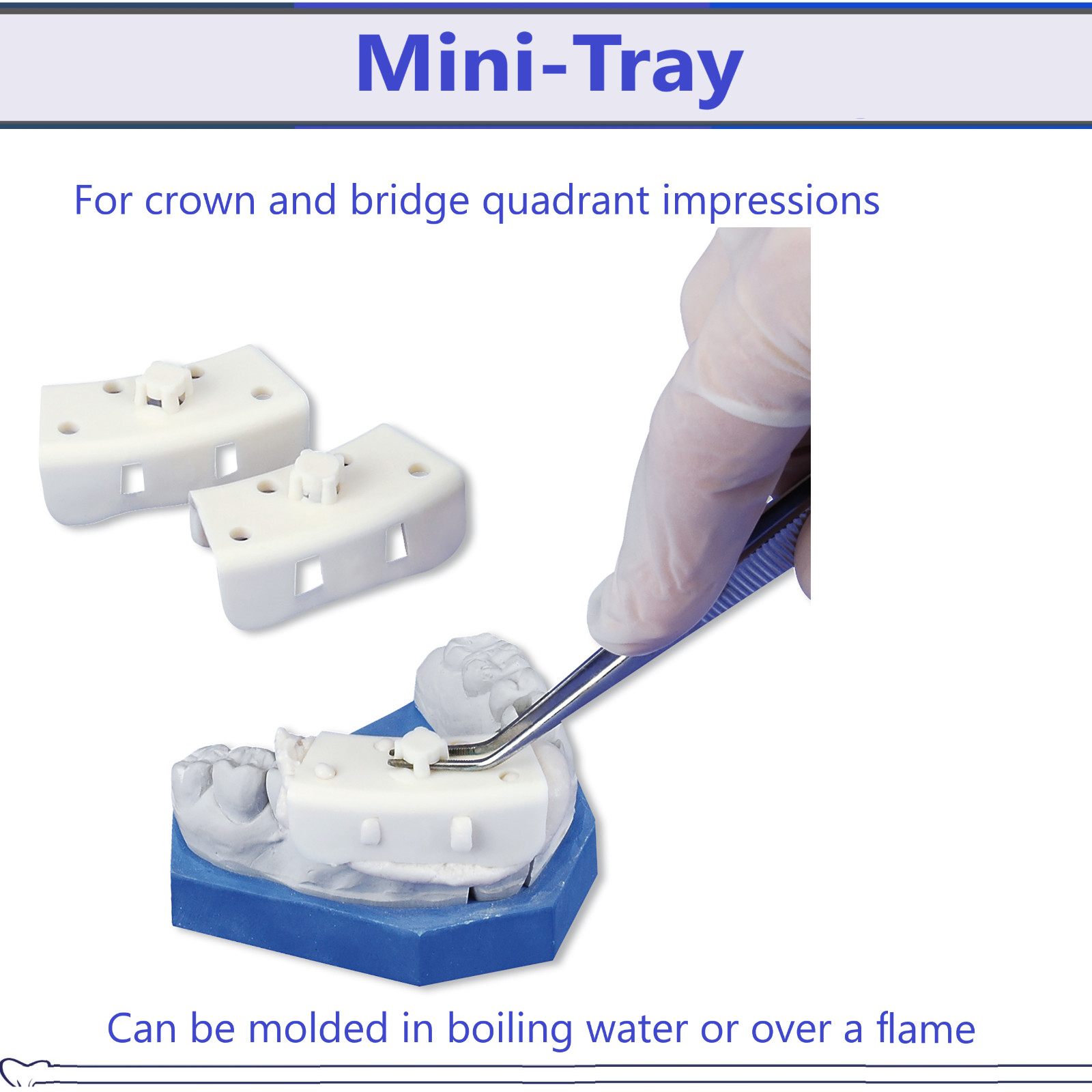 Dental Impression Mini Tray For Crown and Bridge Quadrant Impressions, 25/Bag