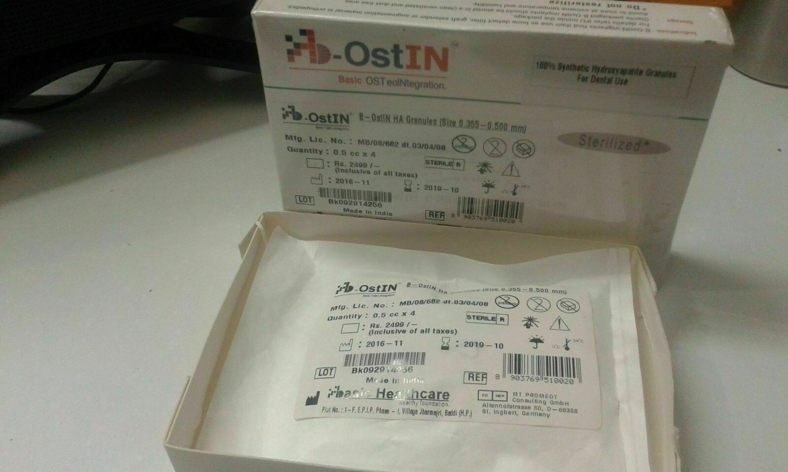 4 in One Pac B-OSTIN Truly Synthetic Biocompatible Bonne Graft Substitute 0.5 CC