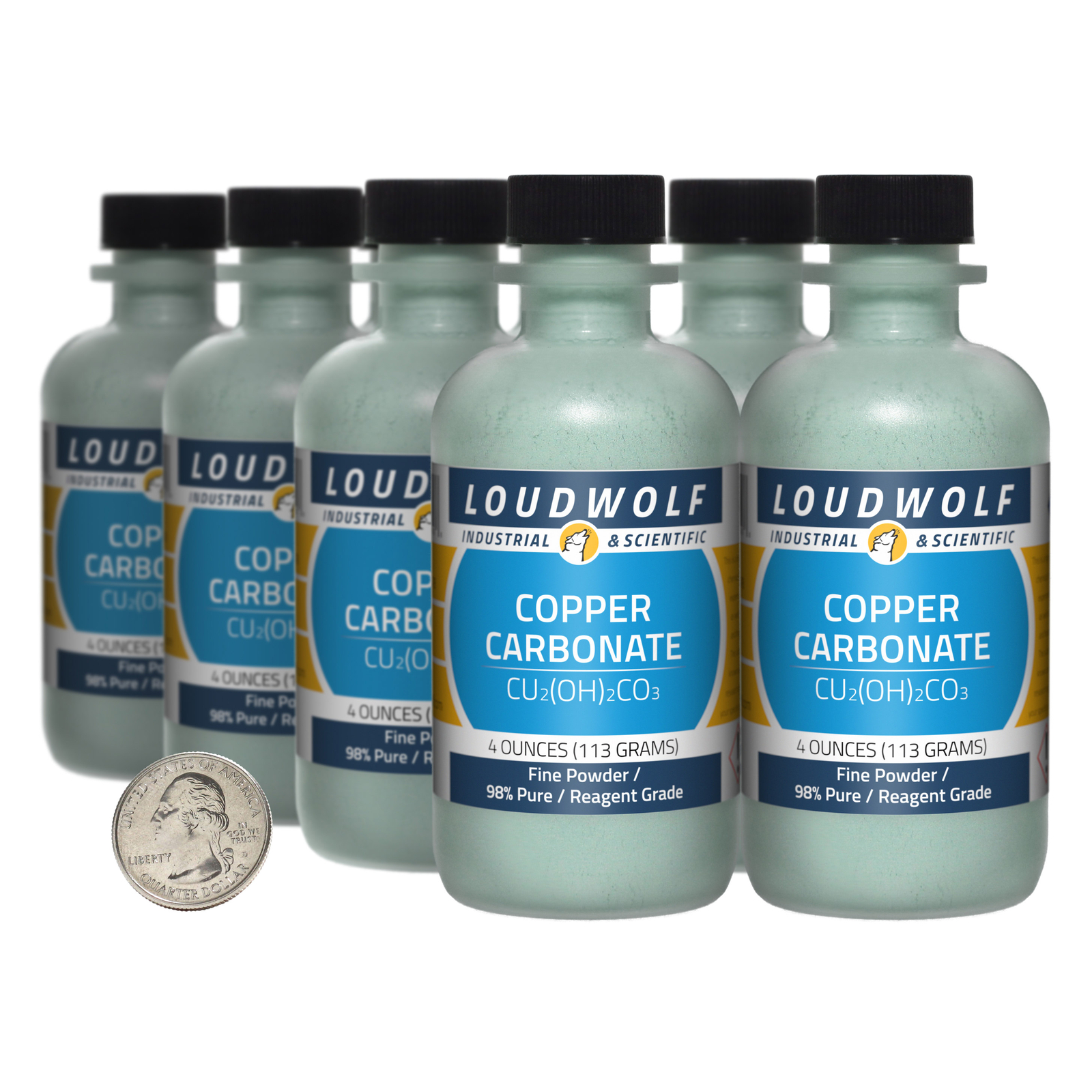 Copper Carbonate / 2 Pounds / 8 Bottles / 98% Pure Reagent Grade / Fine Powder