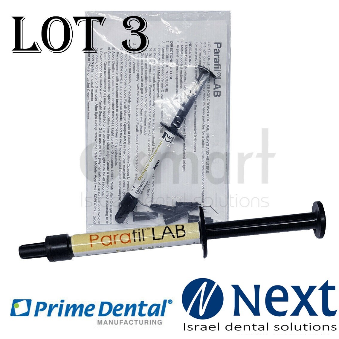 LOTx3 Dental parafil lab prime dental foundation opaque universal light cure