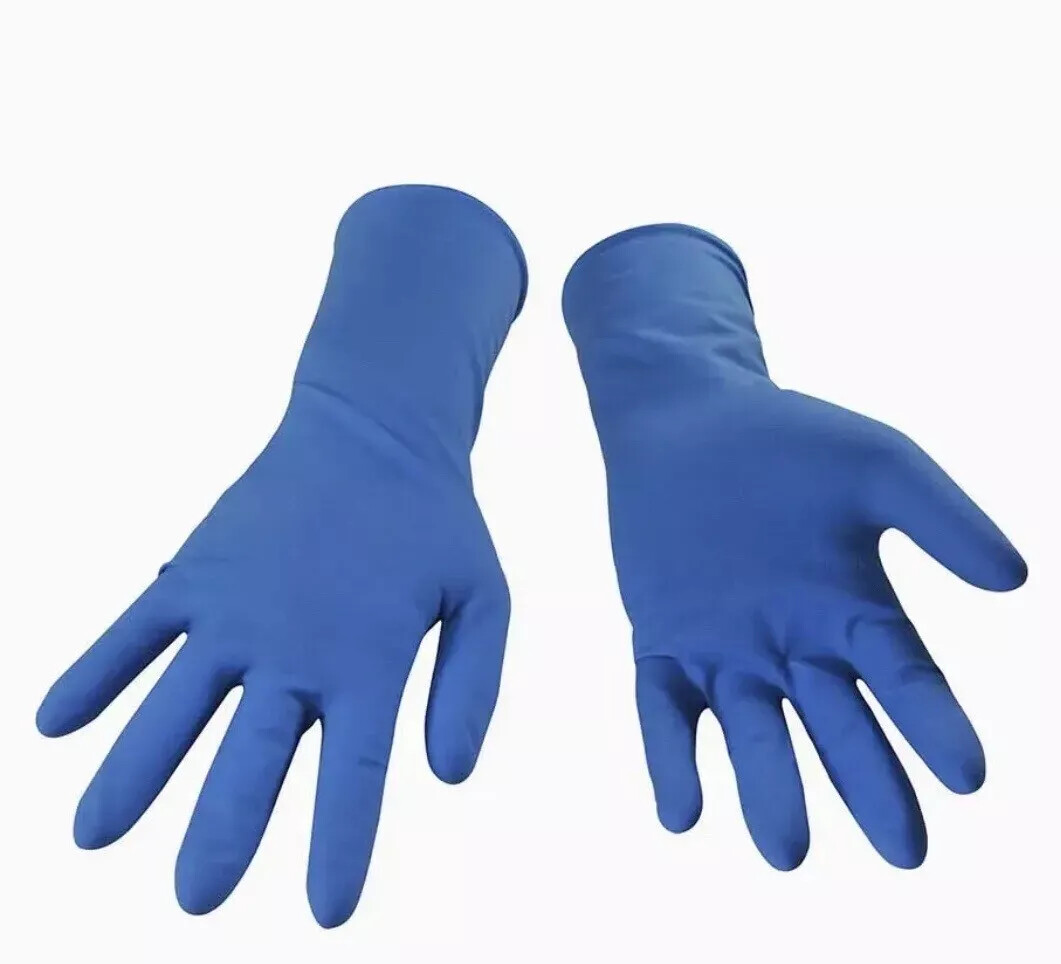RHINO ORIGINAL LATEX 14 Mil Powder-Free BLUE Gloves 50pc / Box «HEAVY DUTY»