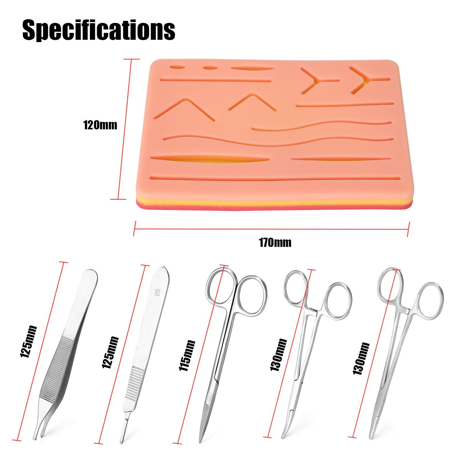 Surgicals Suture Exercise Training Kit Silicone Surgicals Skin Suture S8P7