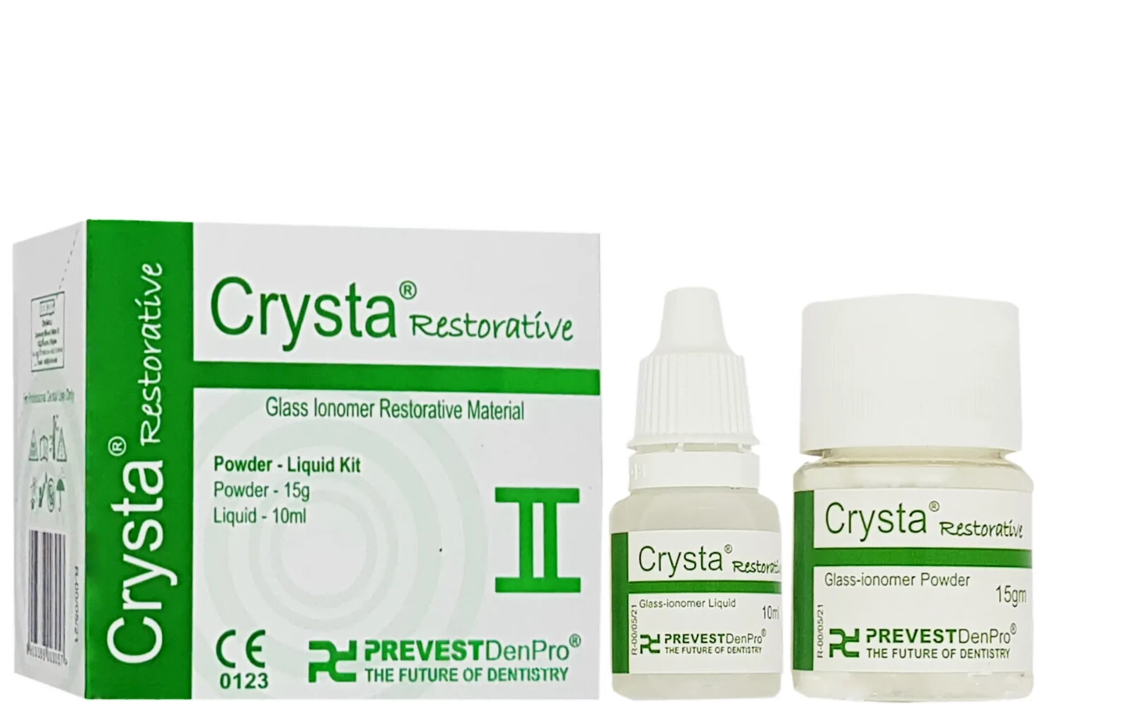 Prevest Crysta 2 Glass Ionomer Restorative Material, 15g Powder-10ml Liquid