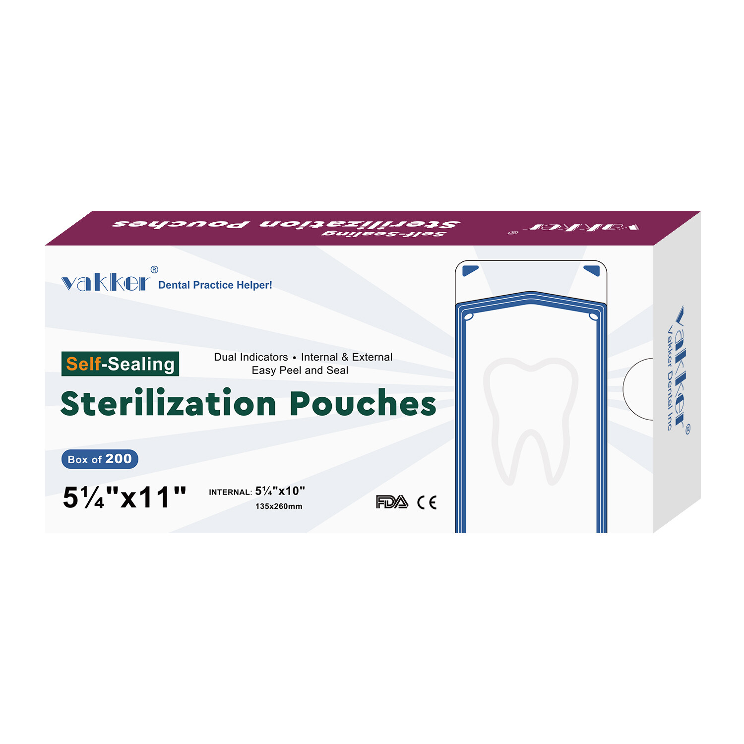 1000pc 5.25″ x 11″ Self Sealing Sterilization Pouches Autoclave Sterilizer Bag