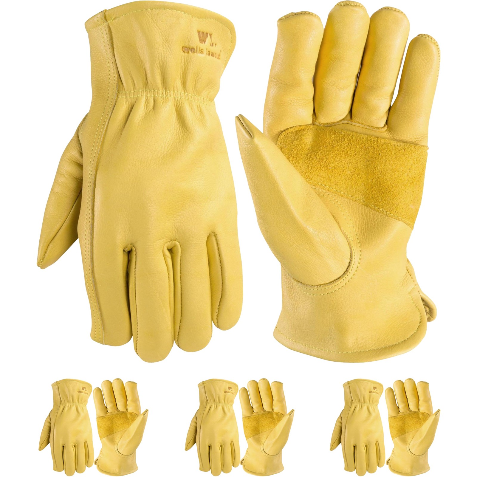 Wells Lamont 3-Pack Leather Work Gloves Men Heavy Duty Leather Gloves For Men