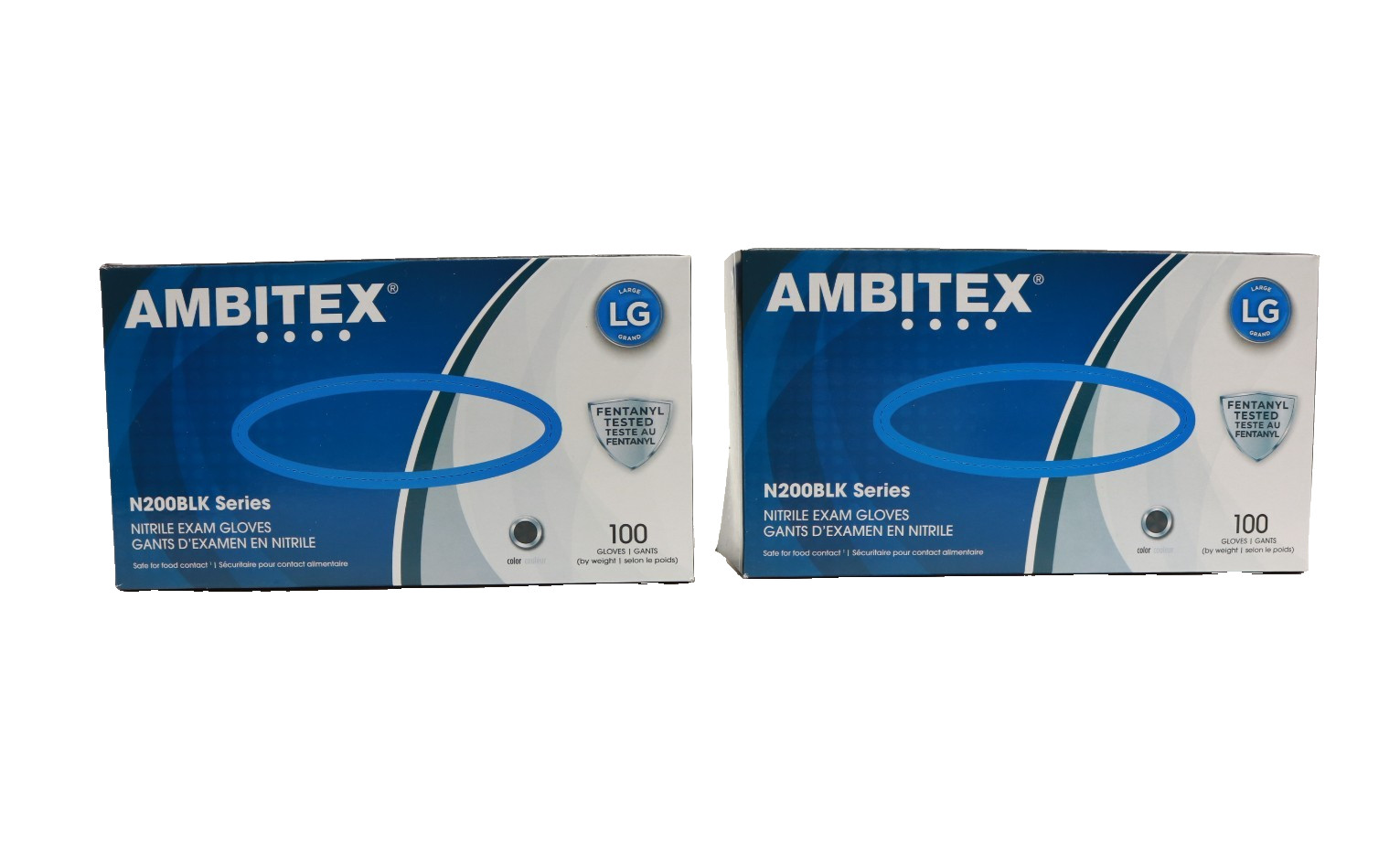 Ambitex N200BLK Series Powder Free Black Nitrile Gloves 200 Large LOT Of 2