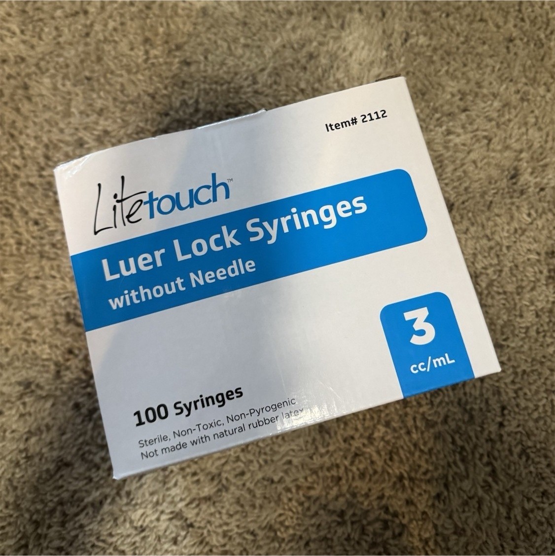 Litetouch Luer Lock Syringes without Needle 3 cc/mL 100 Pack