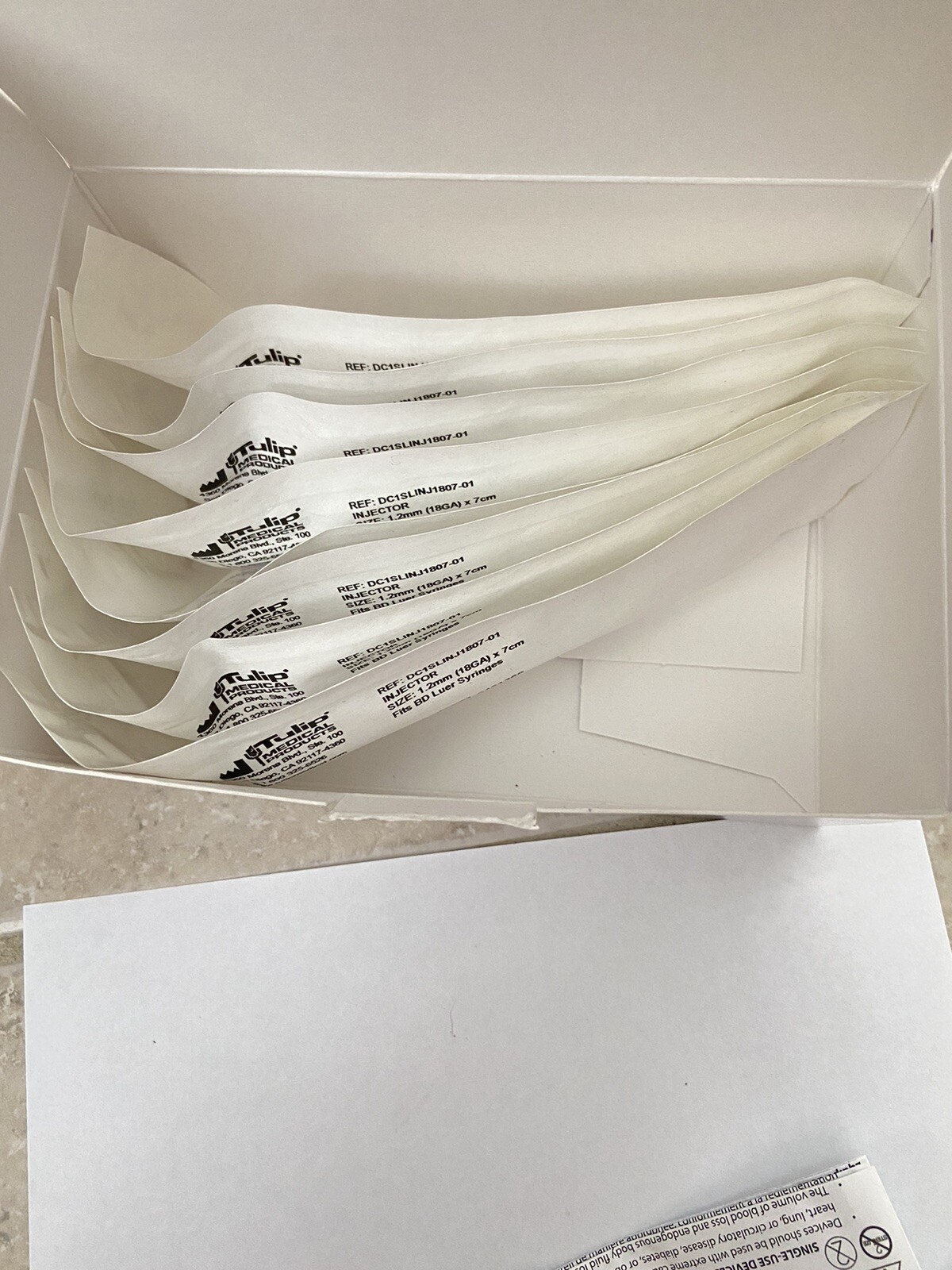 DC1SLINJ1807-01 Injector, Tulip, size:1.2mm(18GA) x 7cm, Fits BD Luer Syringes