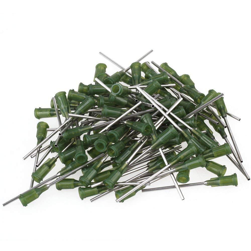 100PCS Screw Mount 1.5inch Dispensing Blunt Needles 14Ga Olive color