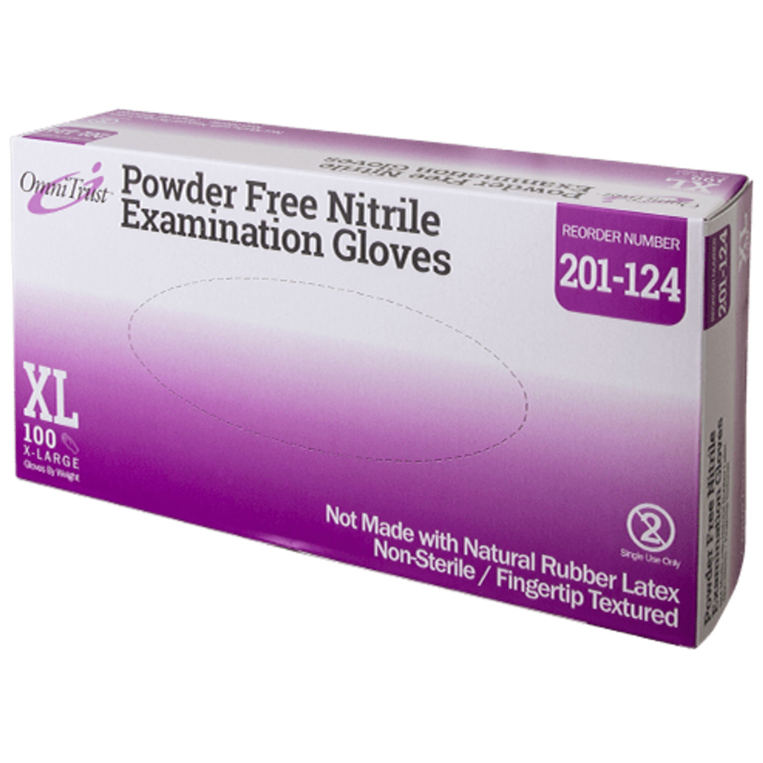 OmniTrust Powder-Free Blue Nitrile Exam Gloves, Size XL – Box of 100 Gloves