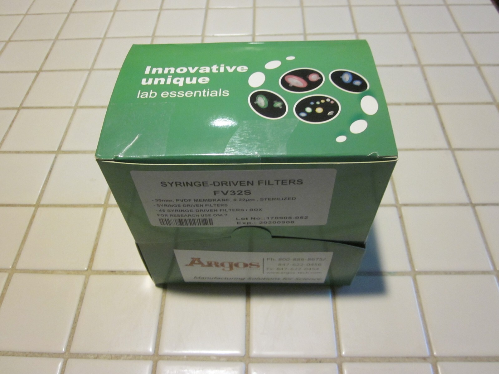 Argos Syringe Driven Filter FV32S, 30mm, 22um, PVD, Sterile, Expired 9/20, New