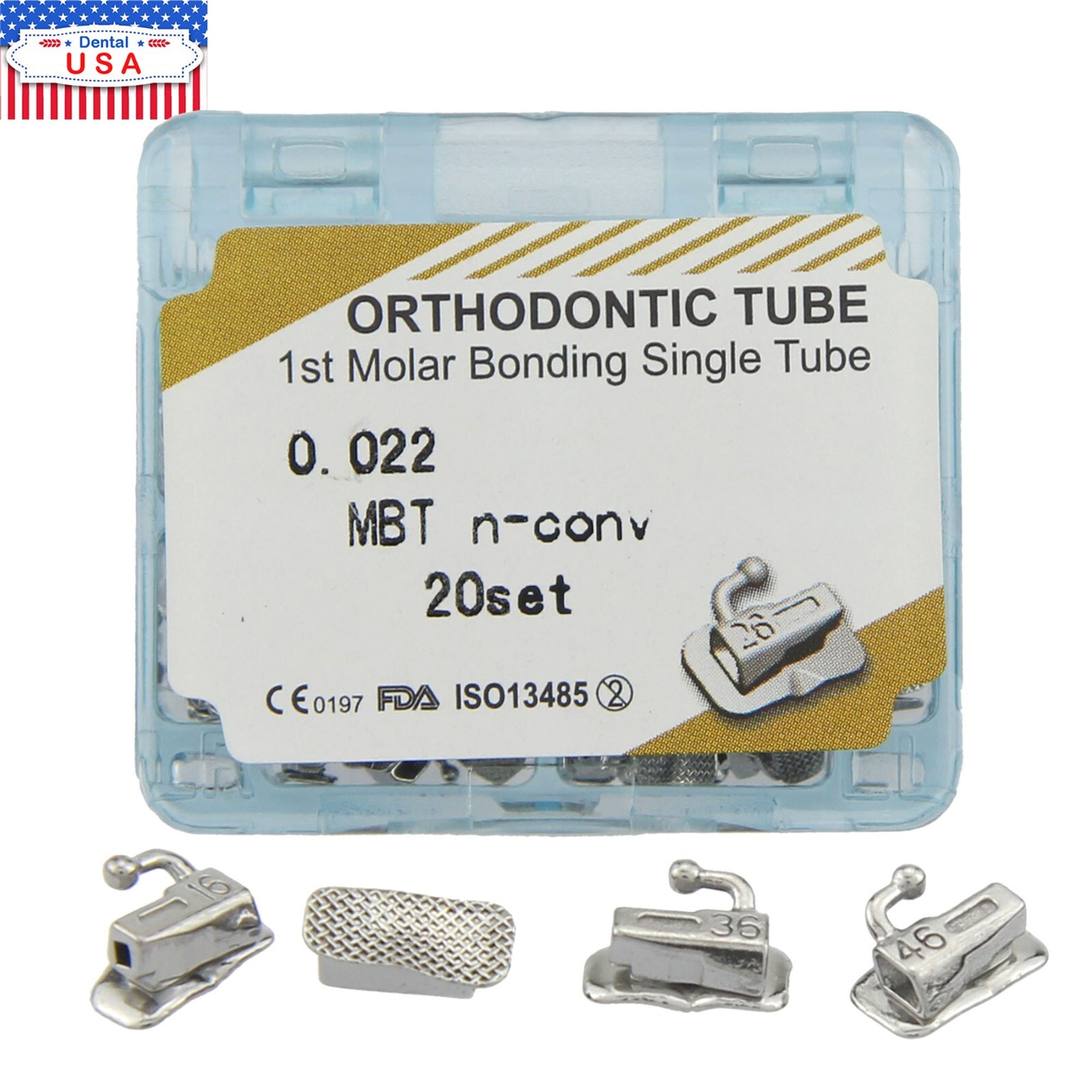 80pcs dental Tubos bucales de ortodoncia 1er 2nd molar Tubo MBT Roth 022 Bondabe