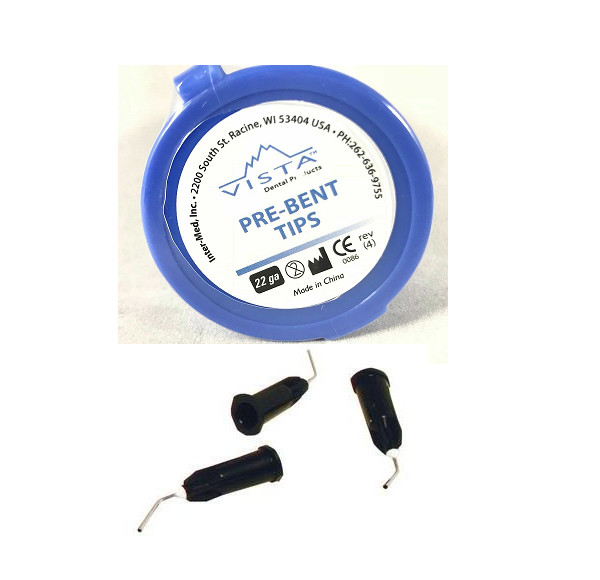 Vista Apex Pre-Bent Delivery Tips 22g Blunt Edge for etch, resins, and flowables