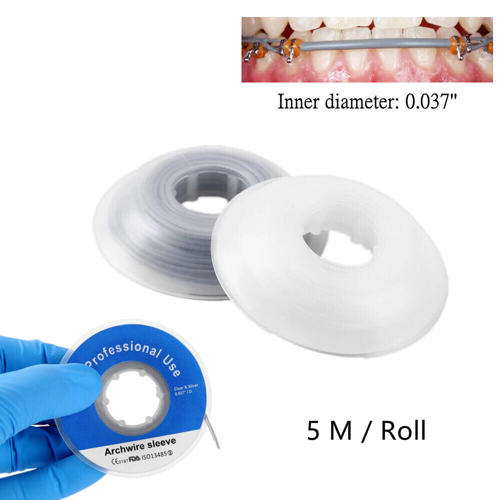 Dental Orthodontic Elastic ArchWire Sleeves 5M Protective Tube 037″ Clear/Grey