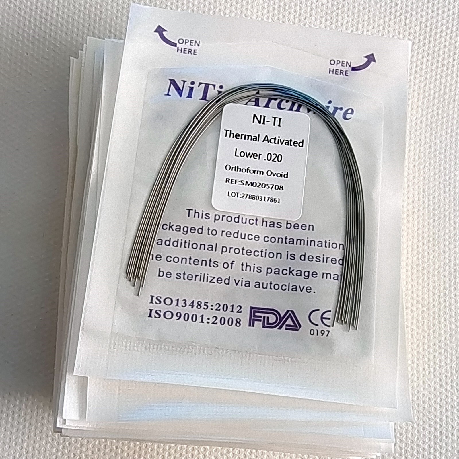Dental Orthodontics Niti Heat Thermal Activated Arch Wires Round 012-020 U/L